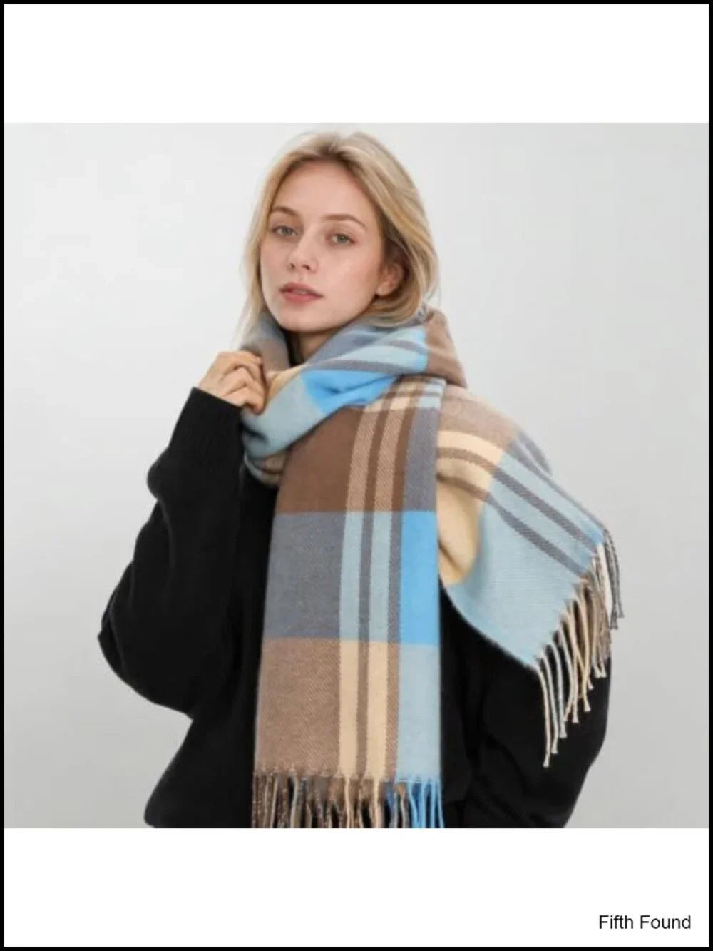 Soft Plaid Winter Scarf for Women 78.7x27.6 Oversized Tassel Wrap